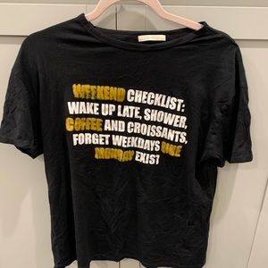 Zara trf graphic tee. Weekend checklist.